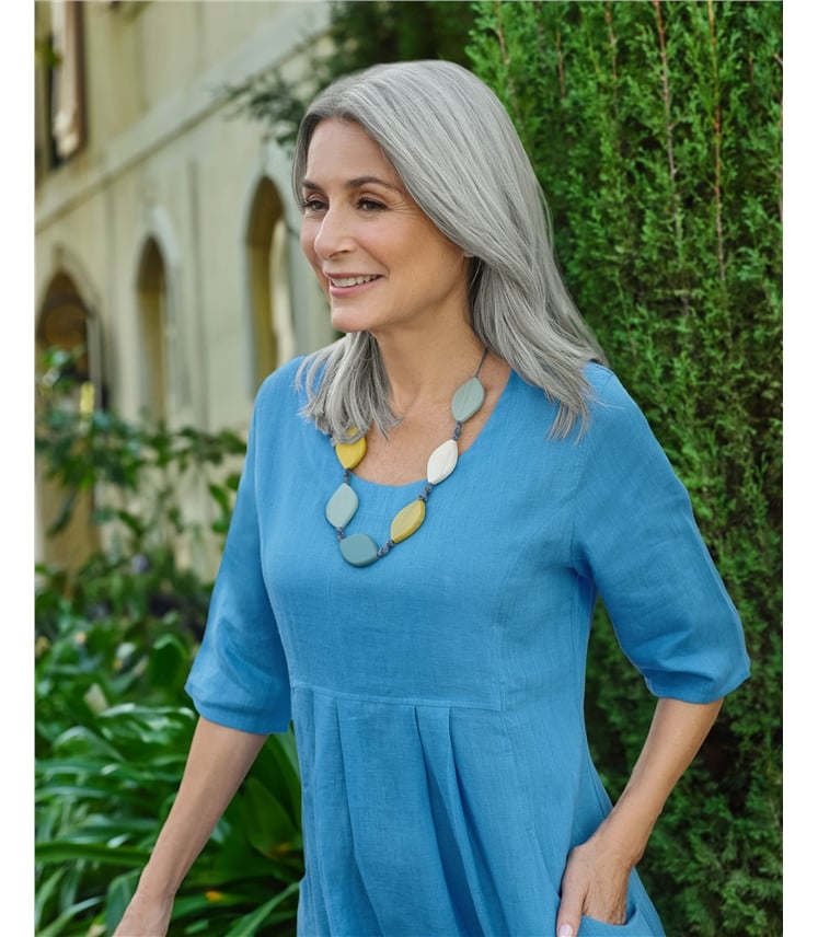 Womens Linen Pocket Tunic Dress