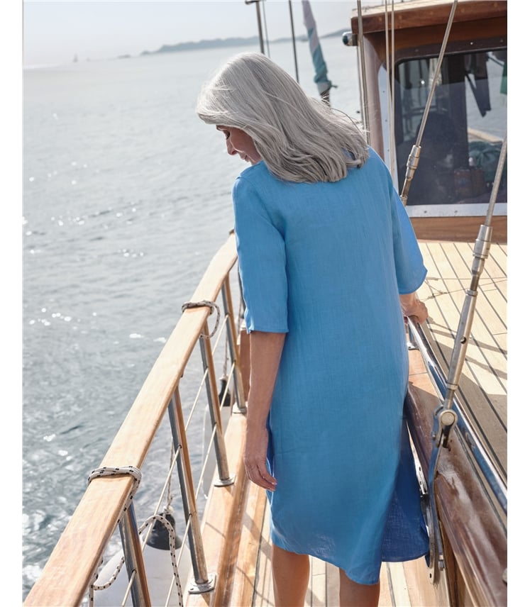 Tunikakleid aus Leinen mit Taschen