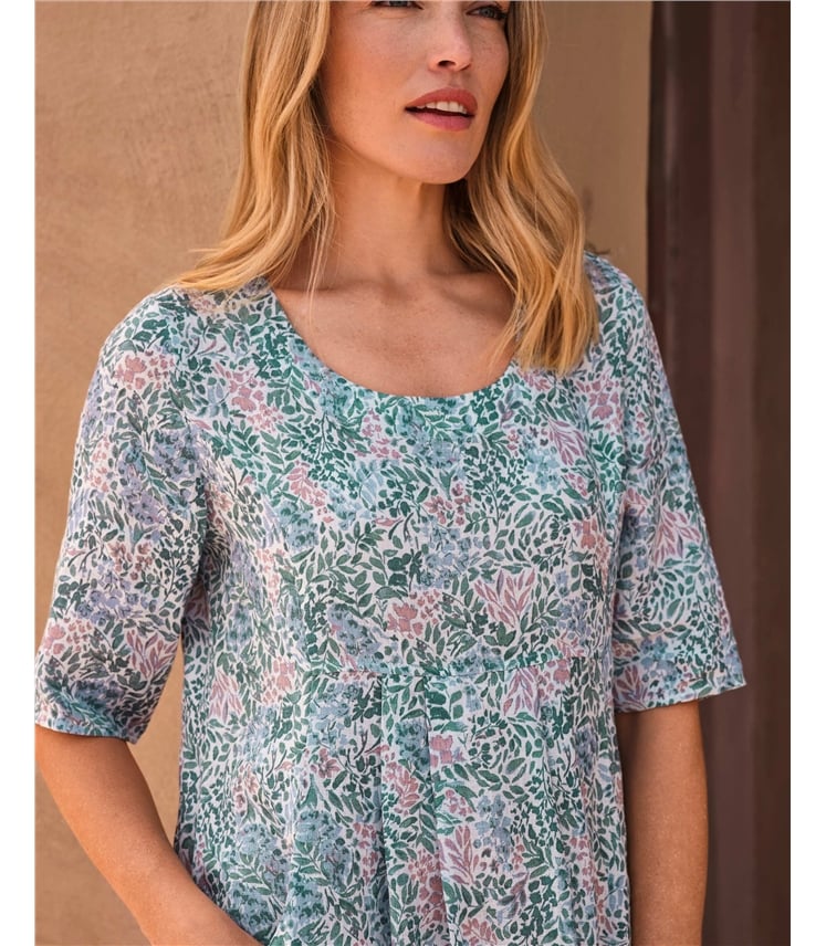 Tunikakleid aus Leinen mit Taschen