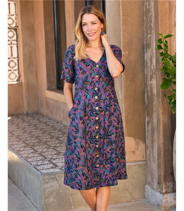 Leinenkleid mit Knopfleiste