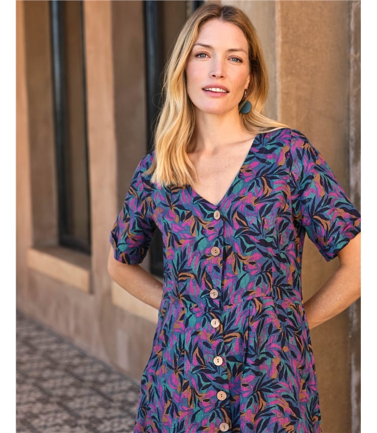 Leinenkleid mit Knopfleiste