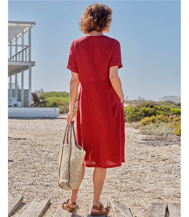 Button Through Linen Dress