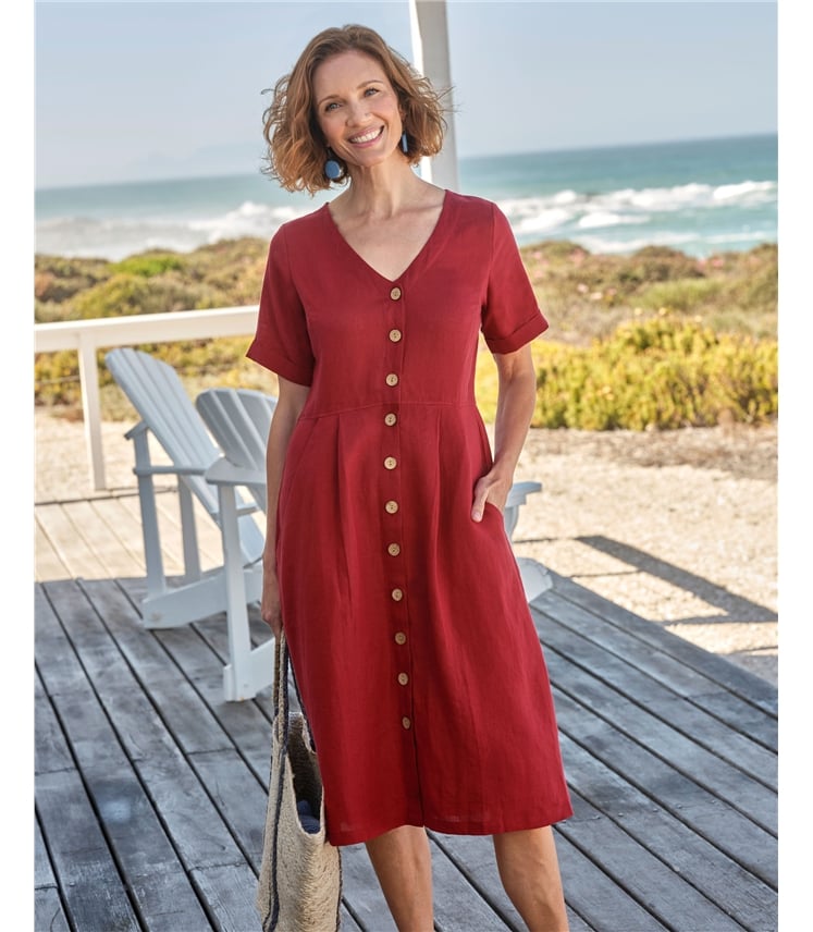 Leinenkleid mit Knopfleiste