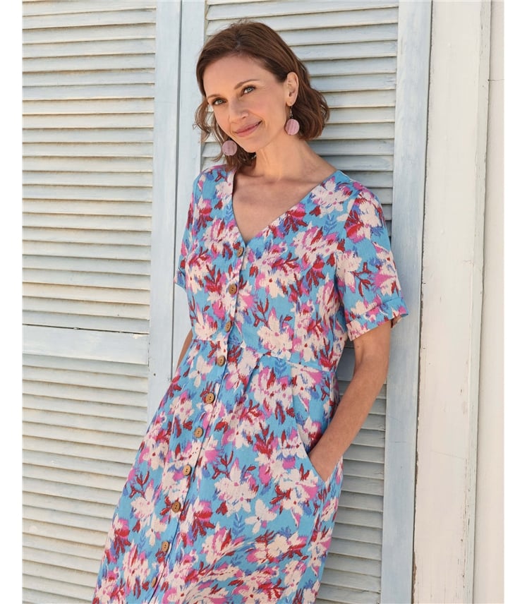 Leinenkleid mit Knopfleiste