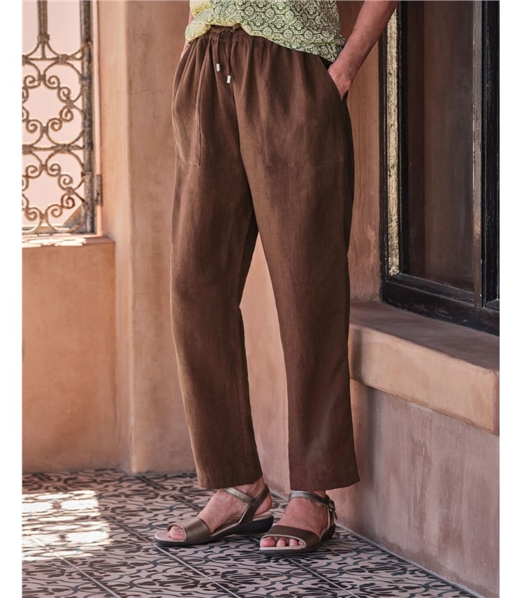 Leinenhose mit schmalem Saum