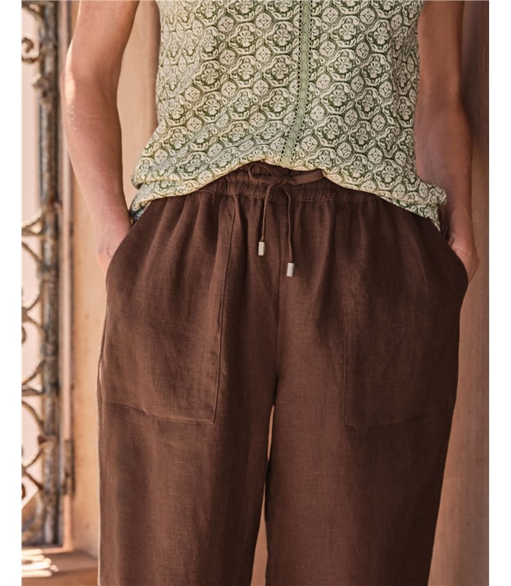 Leinenhose mit schmalem Saum