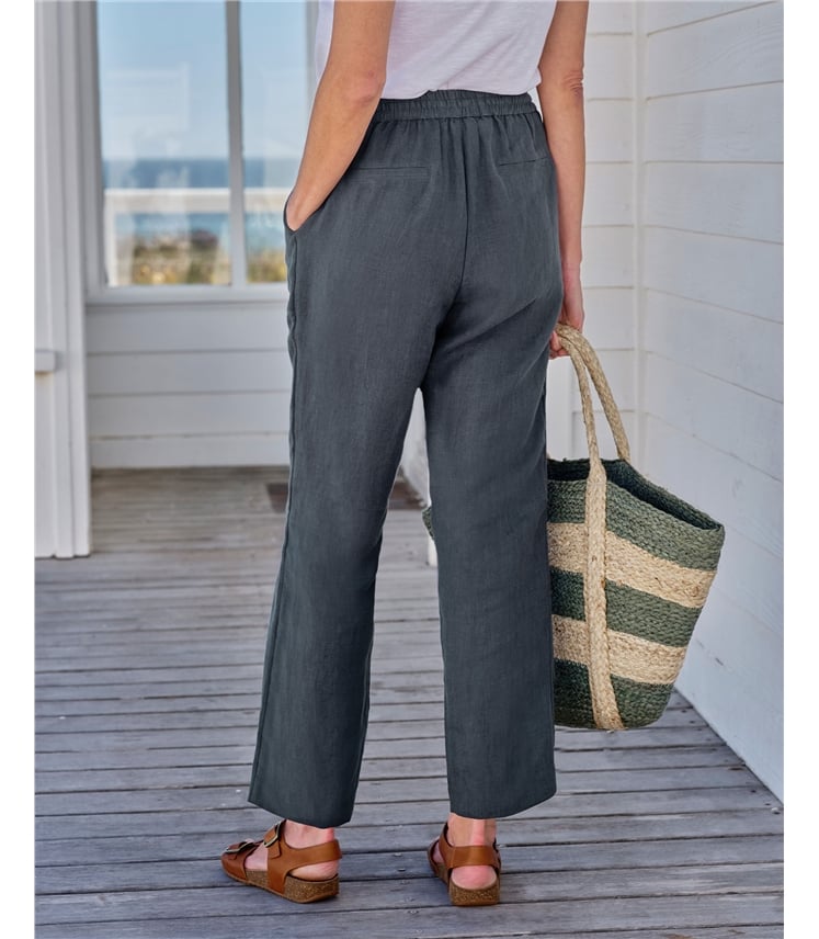 Tapered Leg Linen Trousers