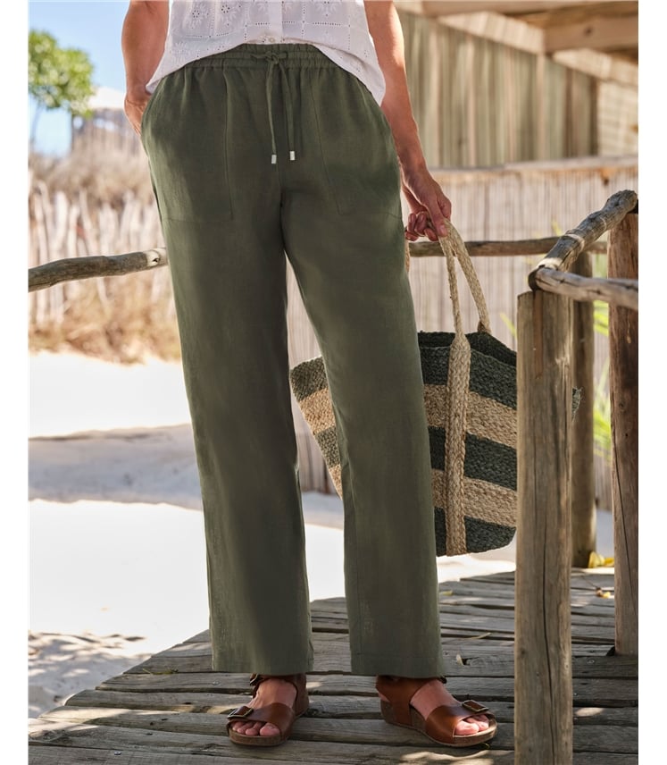 Leinenhose mit schmalem Saum