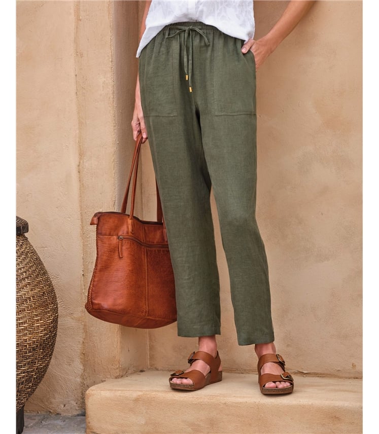 Leinenhose mit schmalem Saum