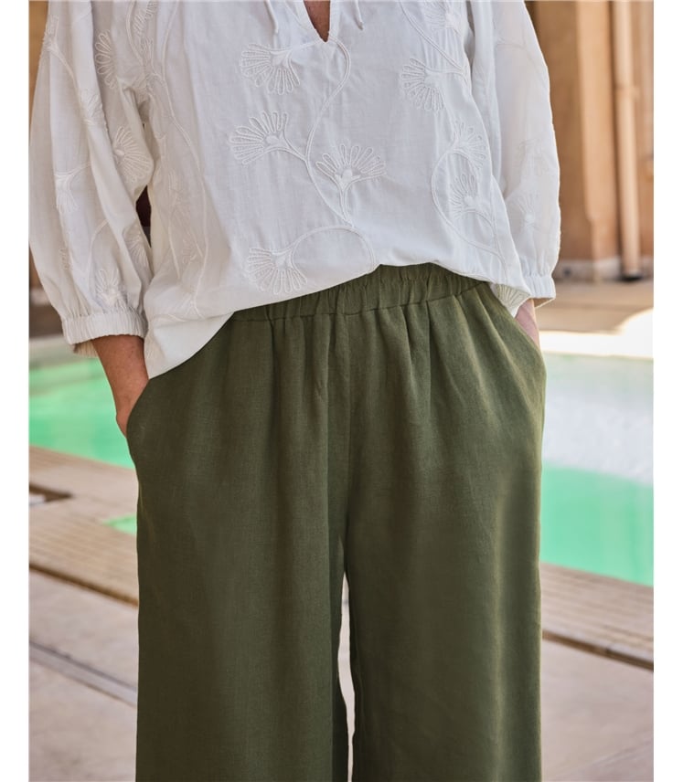 Leinenhose mit weitem Bein