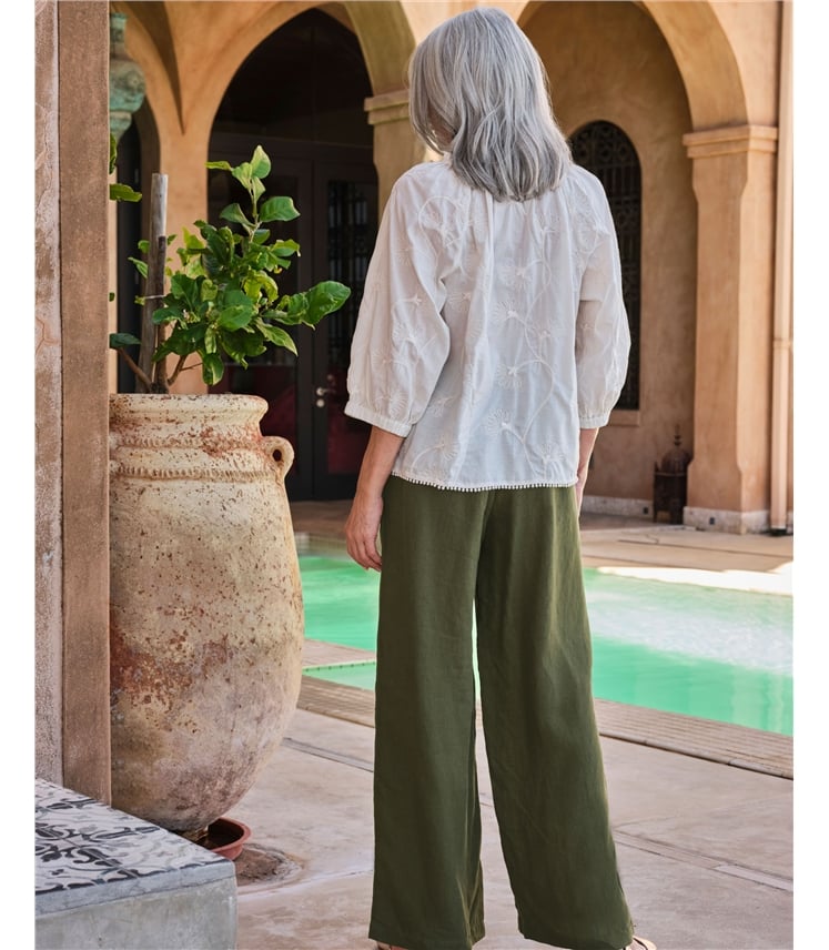 Leinenhose mit weitem Bein