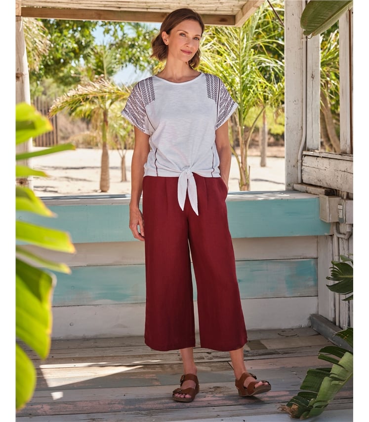 Elastic Back Linen Culottes