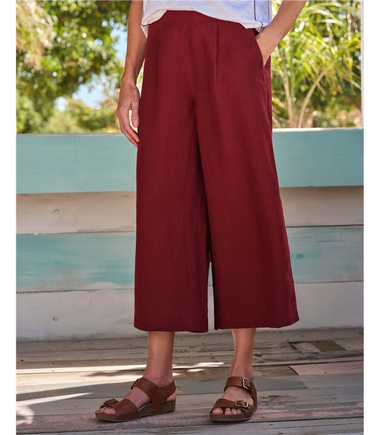 Elastic Back Linen Culottes