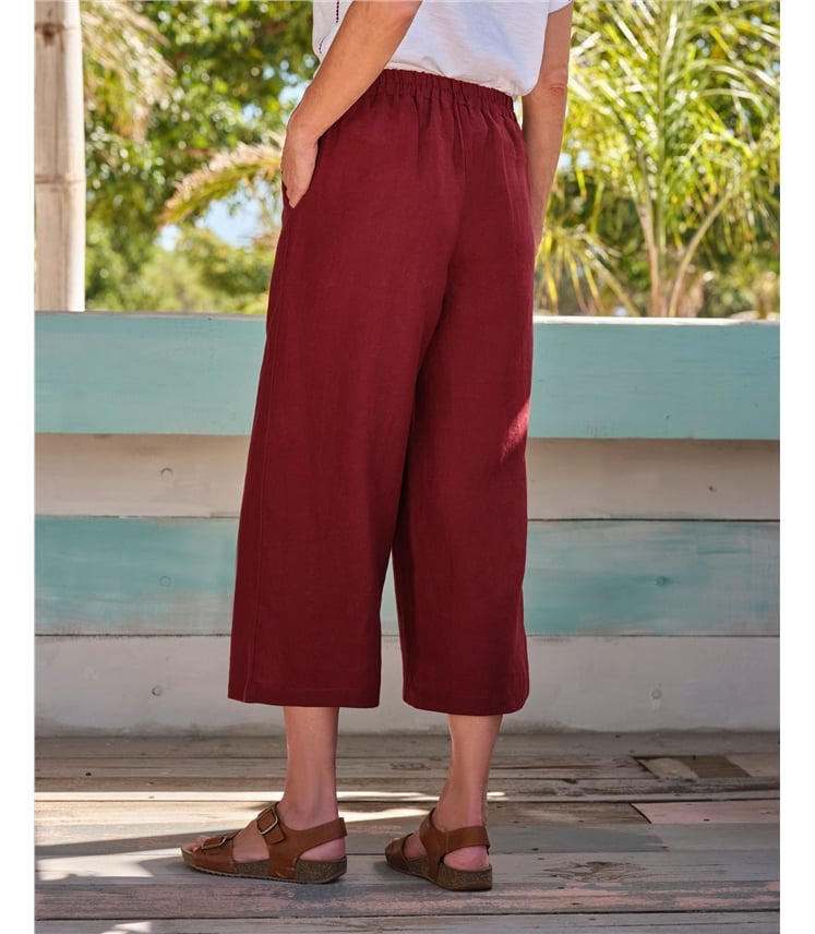 Elastic Back Linen Culottes