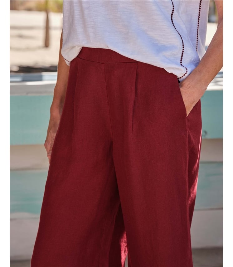 Elastic Back Linen Culottes