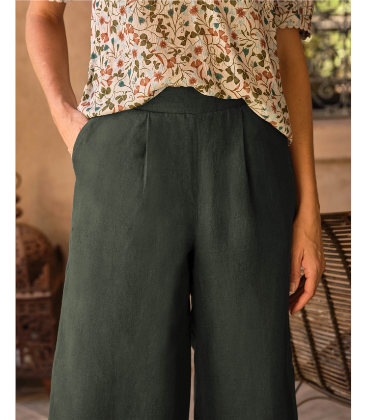 Culotte en lin à dos élastique