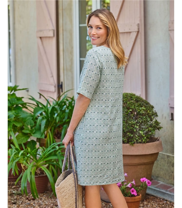 Womens Linen Pocket Tunic Dress