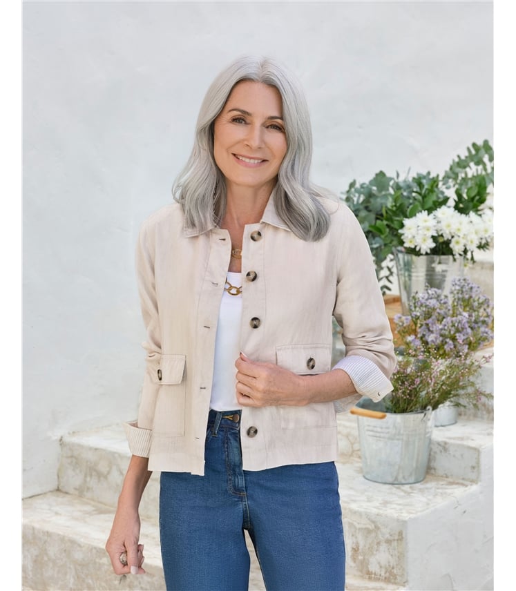 Collared Lightweight Linen Jacket