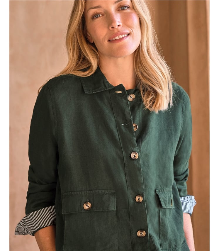 Linen Jacket With Collar