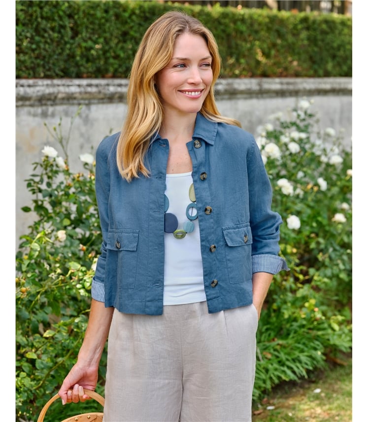 Collared Lightweight Linen Jacket