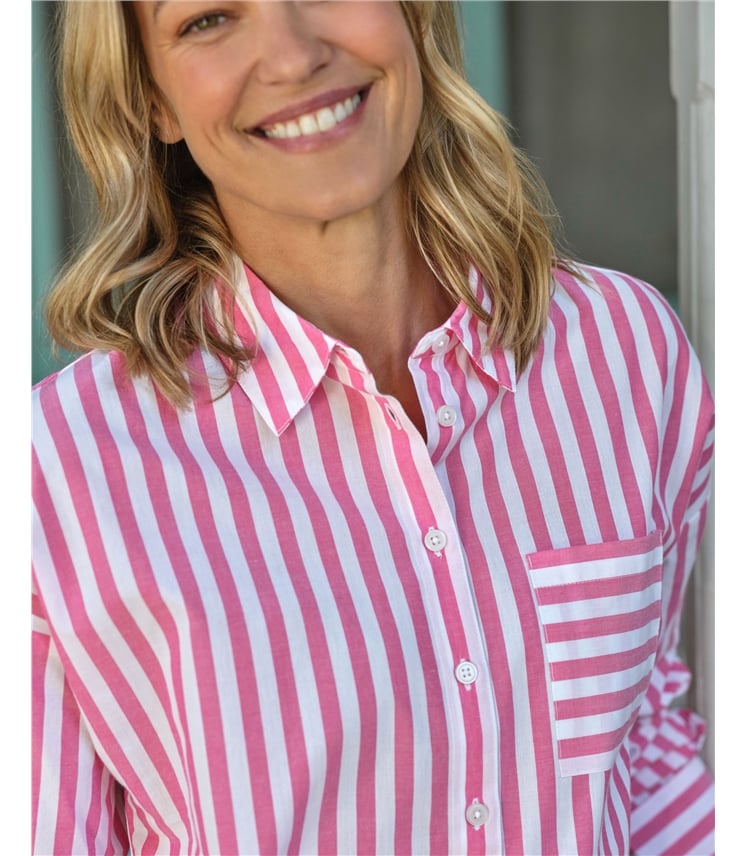 Lässiges gestreiftes Baumwollhemd