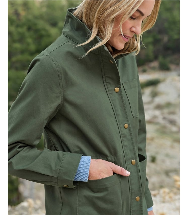 Twill-Jacke mit Bindegürtel