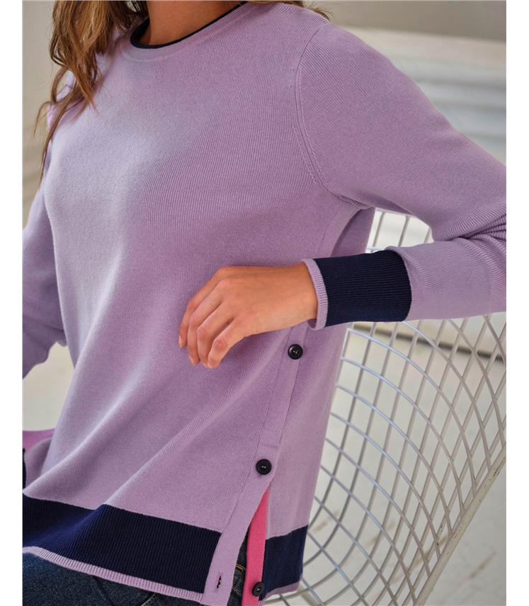 Cotton Cashmere Tipped Sweater