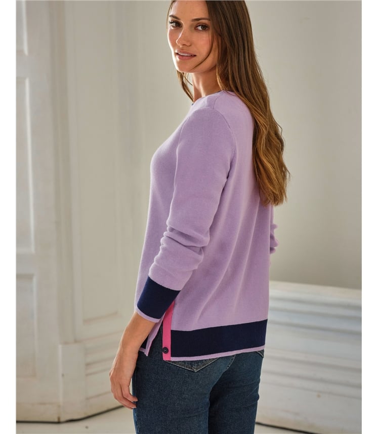 Cotton Cashmere Tipped Sweater