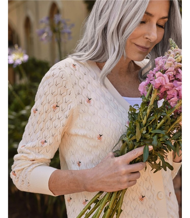 Ditsy Floral Pointelle Cardigan