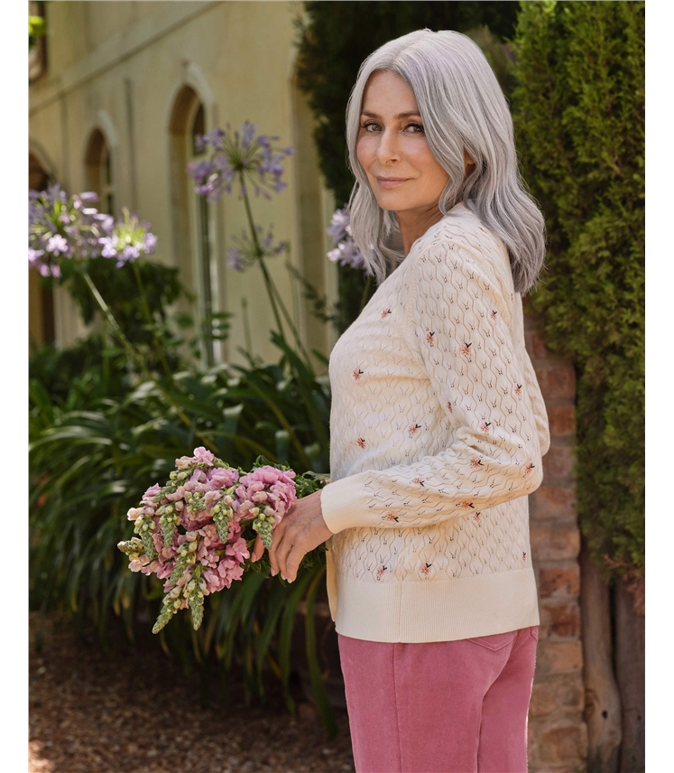 Ditsy Floral Pointelle Cardigan