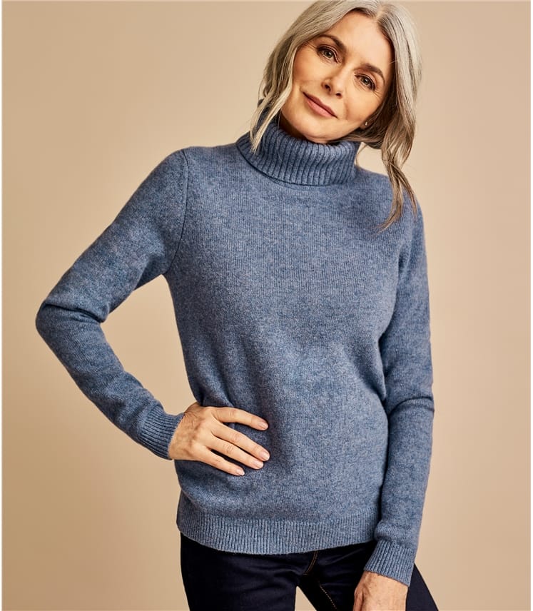 Light Denim | Womens Lambswool Polo Sweater | WoolOvers US
