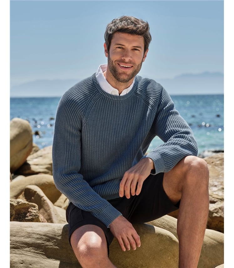 Crew Neck Textured Stitched Jumper