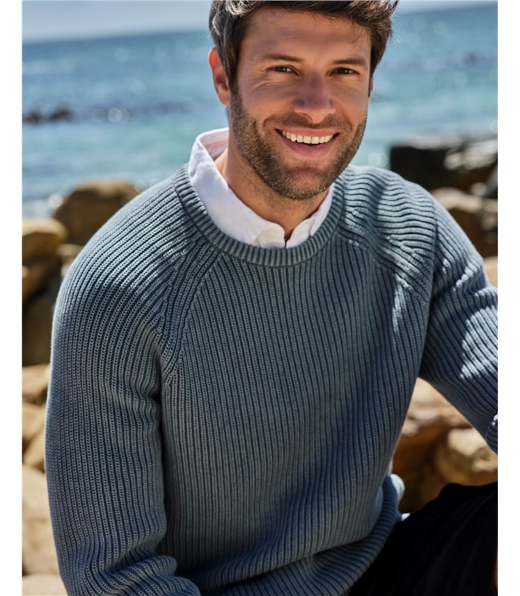 Crew Neck Textured Stitched Jumper