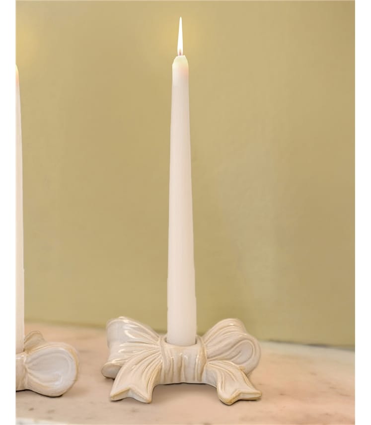 Glazed Ceramic Double Bow Candle Holder