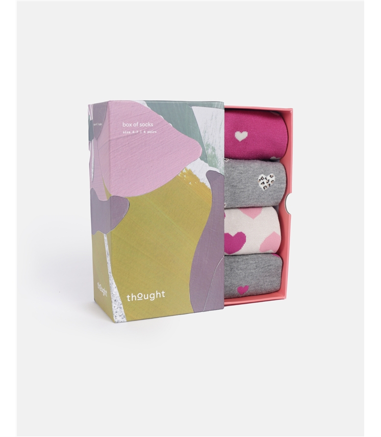 Womens Hearts Box of 4 Bamboo Socks