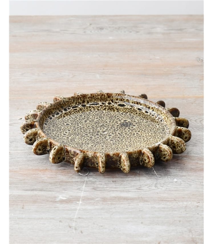 Patterned Neutral Stone Plate