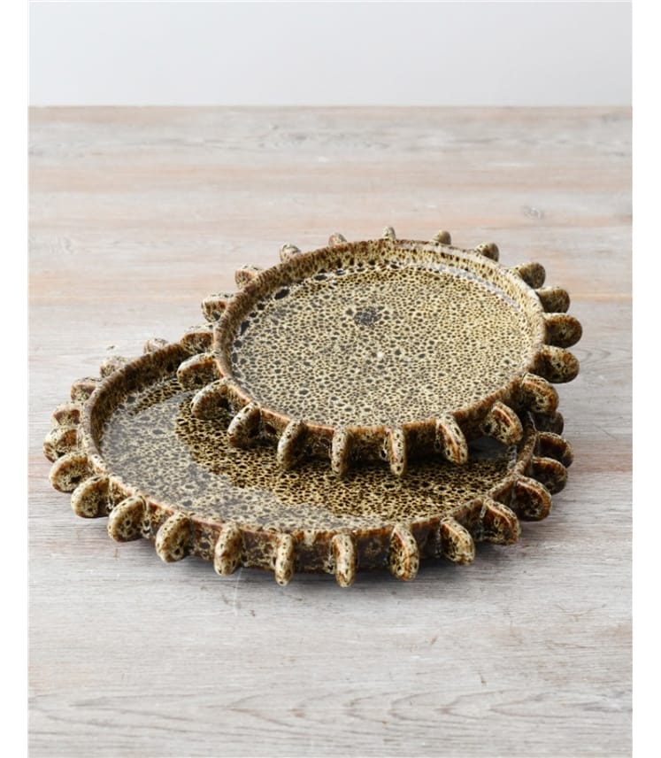 Patterned Neutral Stone Plate