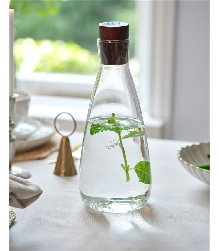 Glass And Acacia Wood Carafe