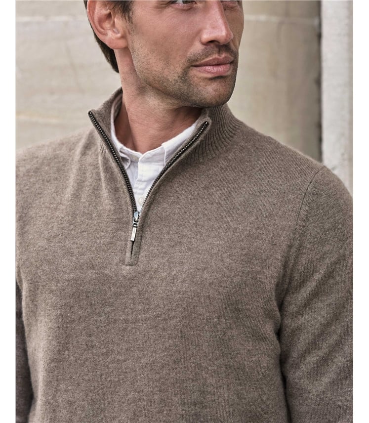 Mens Cashmere Zip Neck Sweater