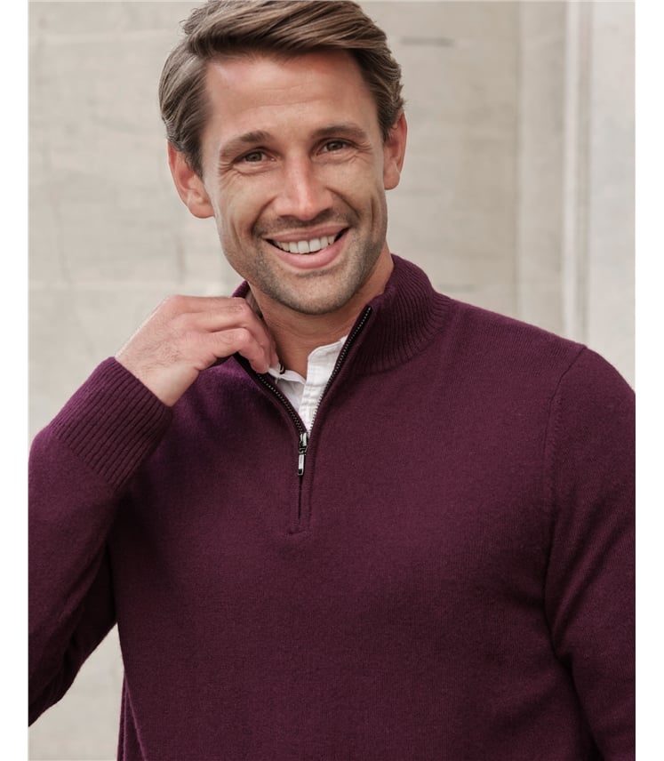 Mens Cashmere Zip Neck Sweater