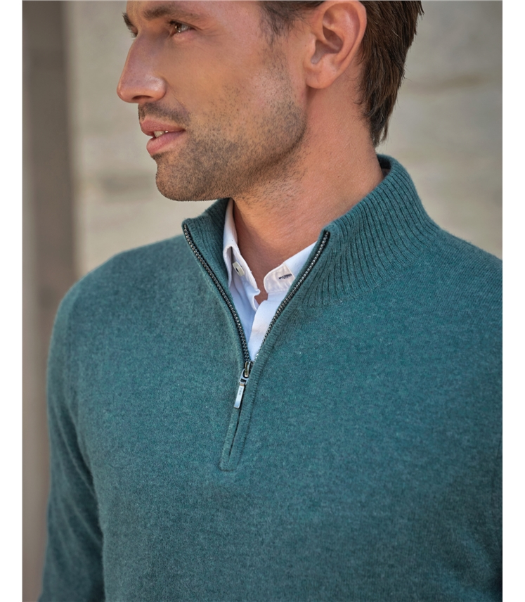 Mens Cashmere Zip Neck Sweater