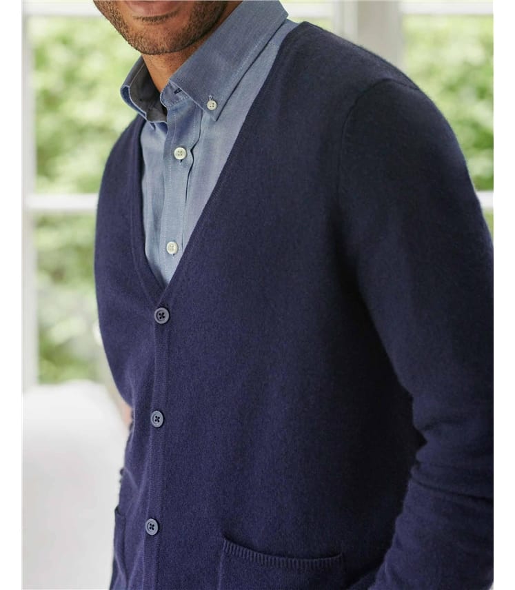 Mens Pure Cashmere V Neck Cardigan