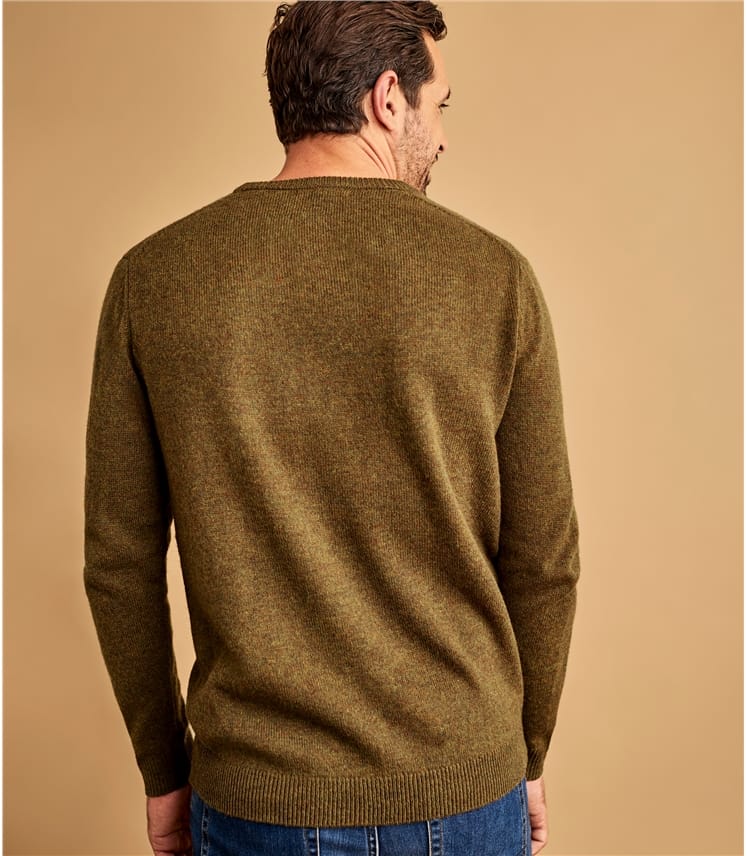 Light Acorn | Mens Lambswool Crew Neck Sweater | WoolOvers US