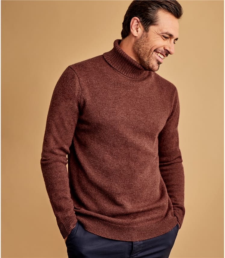 Pure Lambswool Knitted Polo Neck Jumper
