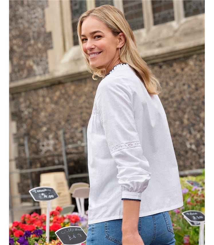 Contrast Frill Trim Blouse