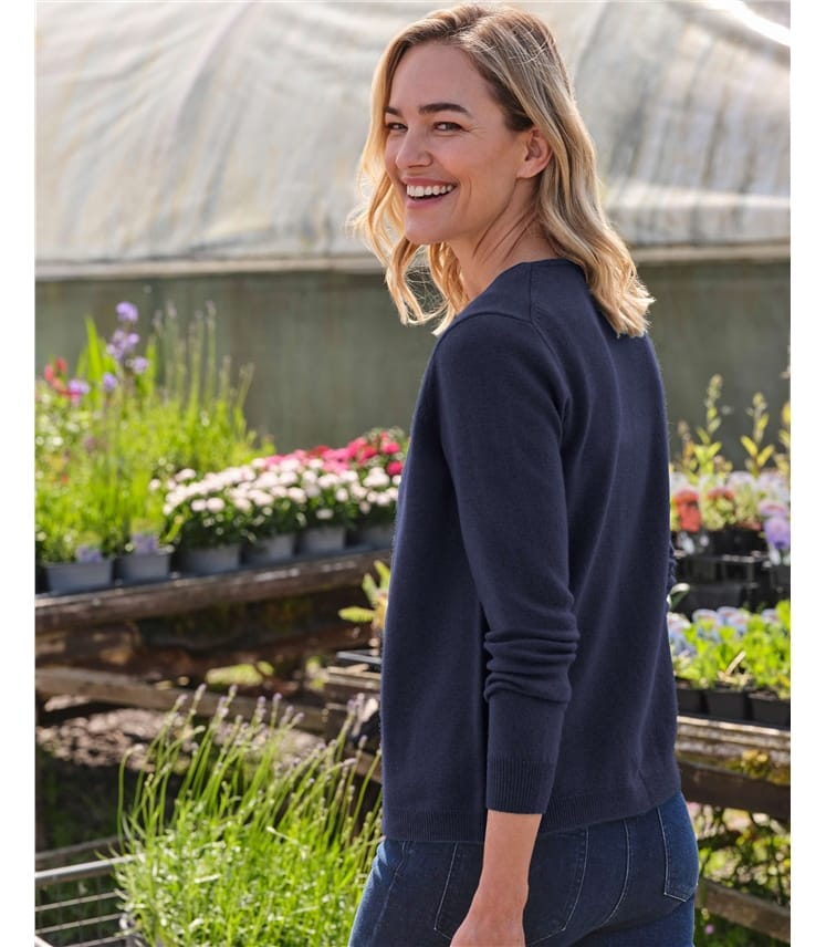 Cardigan classique à col V- Femme - Cachemire & Mérinos