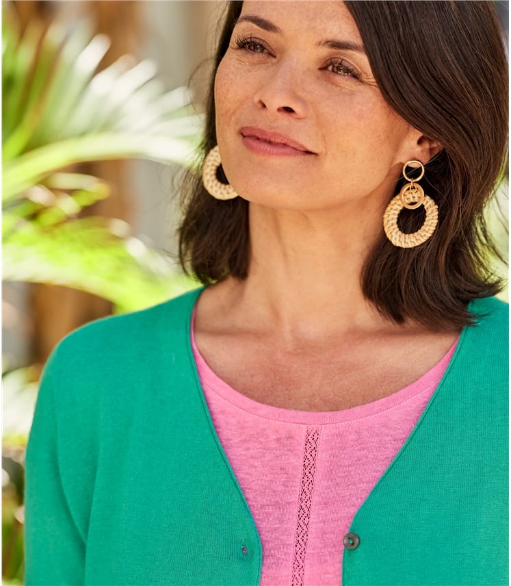 Silk and Cotton V Neck Cardigan