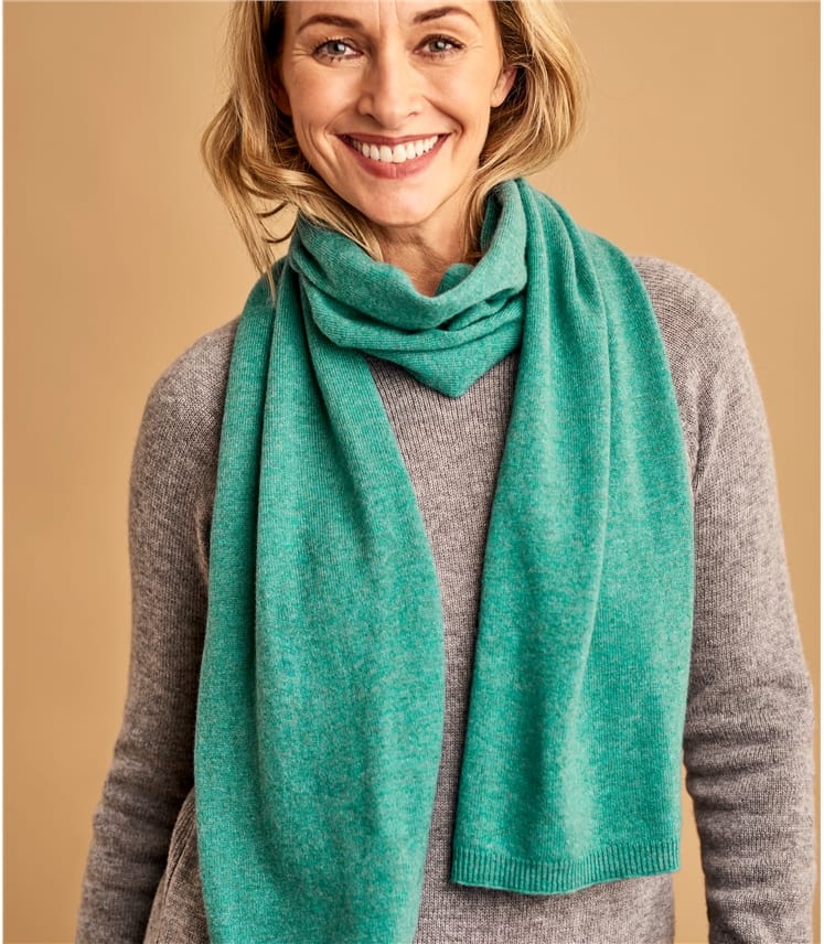 Mint Marl | Womens Cashmere Merino Classic Scarf | WoolOvers US