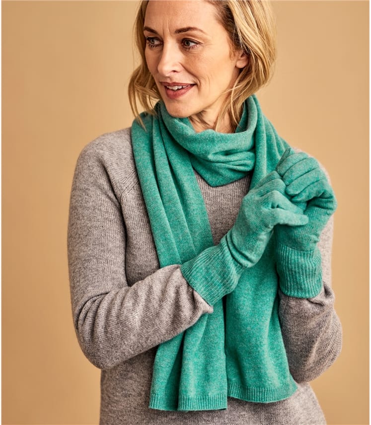 Mint Marl | Womens Cashmere Merino Classic Scarf | WoolOvers AU