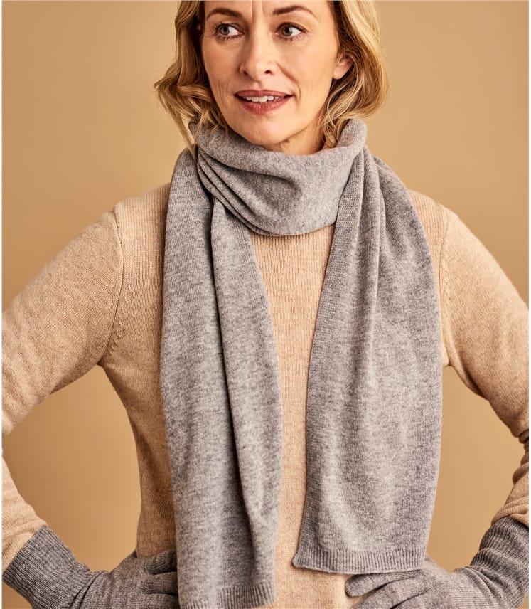 Grey Womens Cashmere Merino Classic Scarf Woolovers Uk 